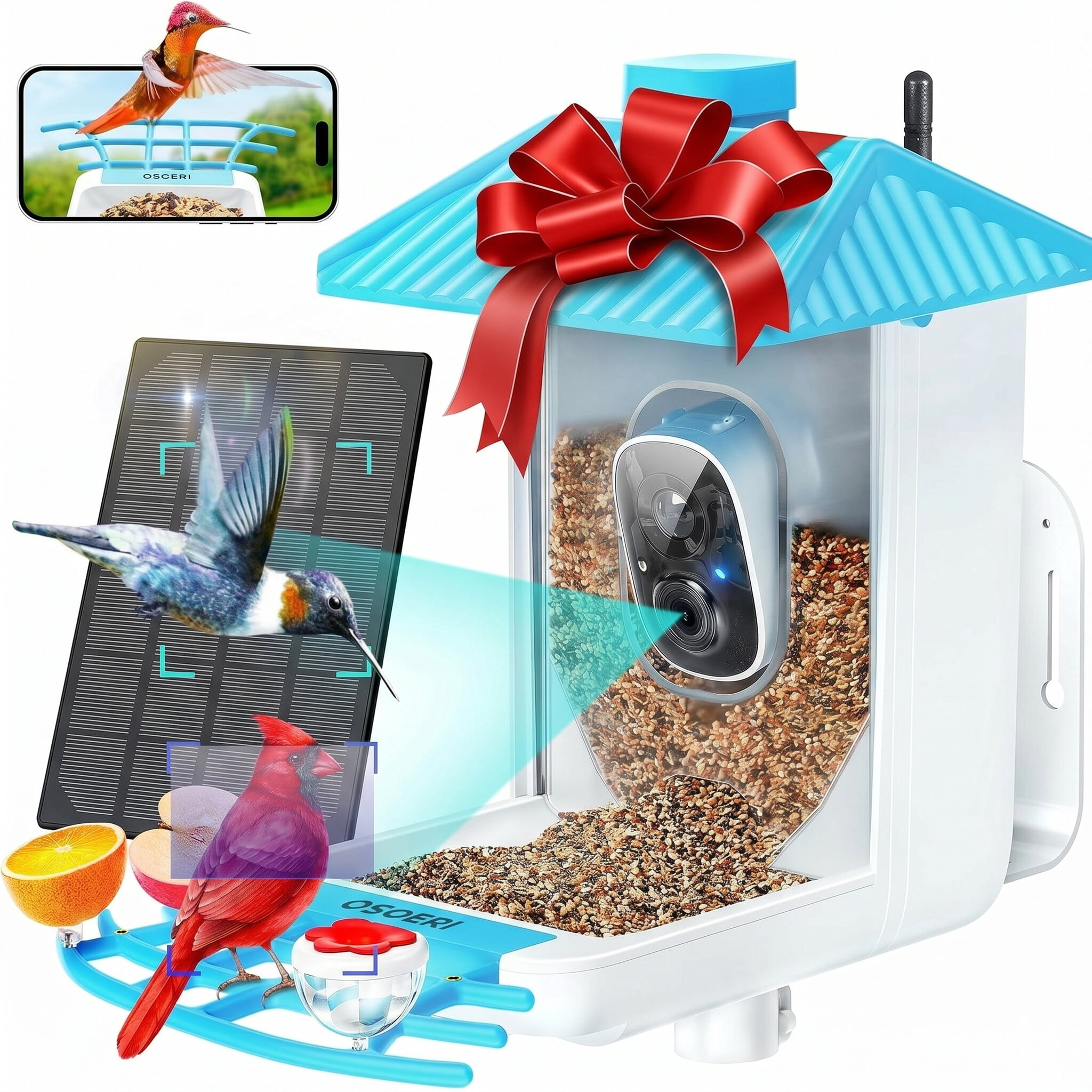 Easoger Smart Bird Feeder with 1080P HD Auto Capture Bird Videos & Motion Detection, 1.3 L Capacity