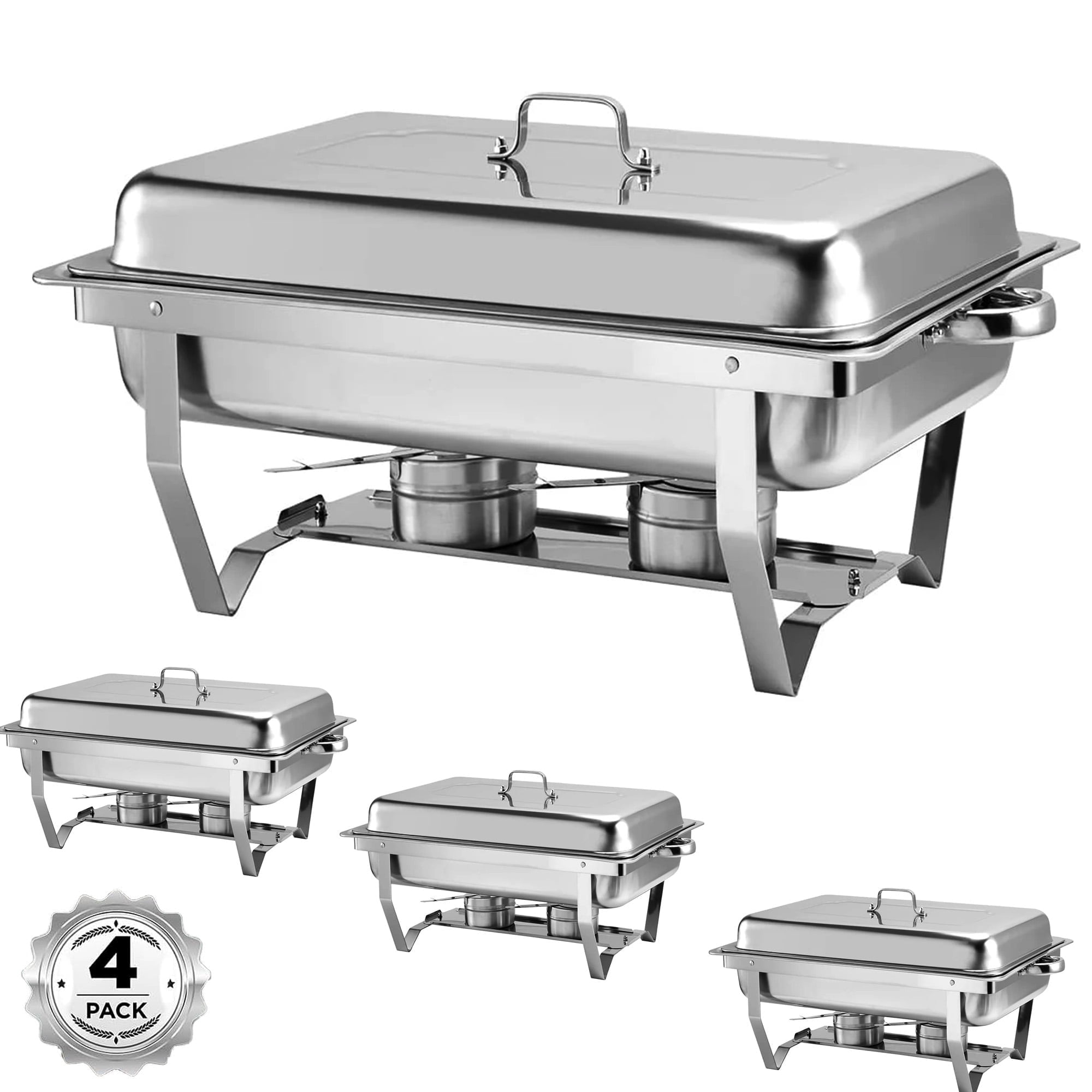 Easoger 4Pack 9.5 QT Chafing Dish Buffet Set  Rectangular Stainless Steel Buffet Catering Warmer Set for Gatherings Banquets, Buffets, Parties, Weddings