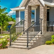 Handrails for Outdoor Steps, Fit 4 or 5 Steps Outdoor Stair Railing Exterior Steps Wrought Iron Handrail for Concrete Steps or Wooden Stairs Heavy Duty Freestanding Stair Railing Indoor