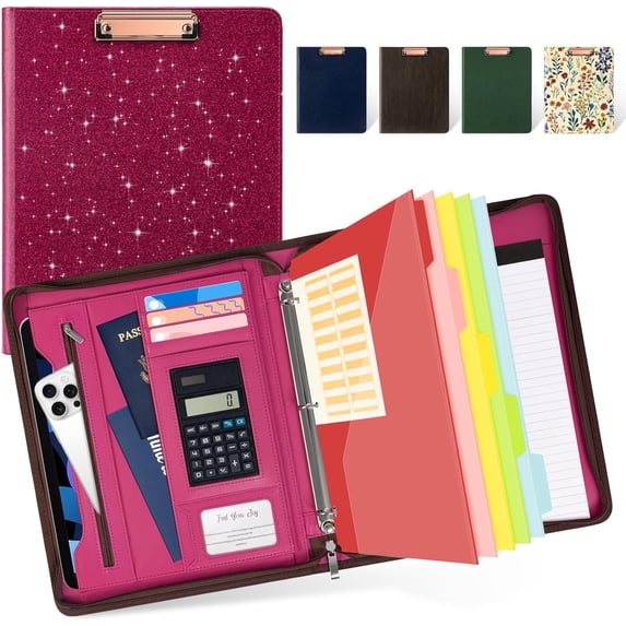 Ospelelf Zipper Clipboard with Storage, Leather Padfolio Portfolio ...