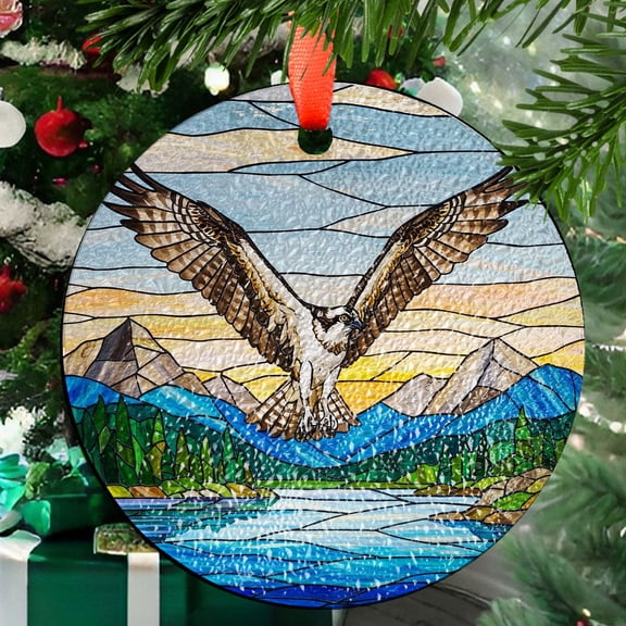 Osprey Bird Glass Suncatcher  Handcrafted Nature Window Hanging, Mountain Landscape Bird Gift for Home Decor, Mother's day gift, Ornament 2025, Holiday Decoration, 2025,