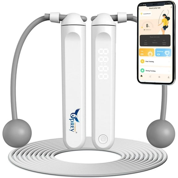 Osprey Electronics Smart Jump Rope, Adjustable Digital Counting Fitness Jump Rope, White