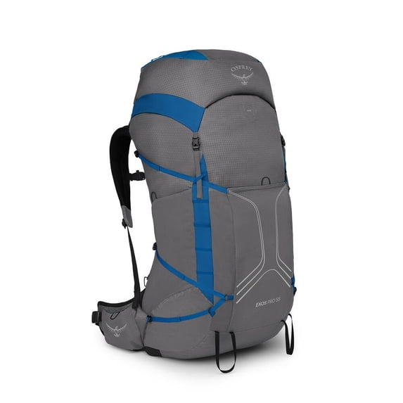 Osprey Exos Pro 55 L Men's Ultralight Backpacking Backpack, Dale Grey/Agam Blue