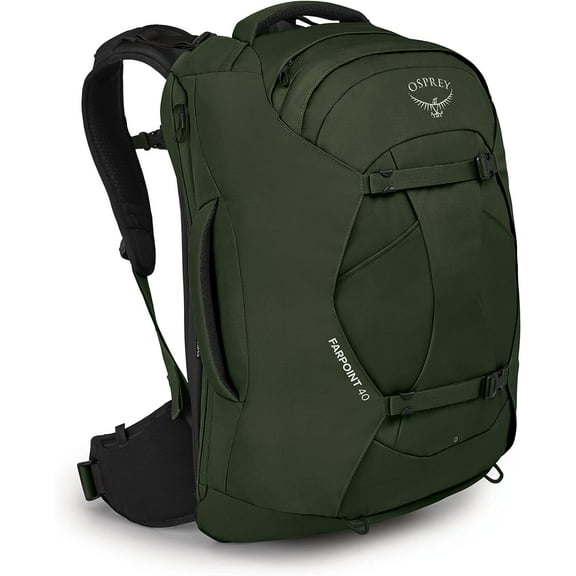 Osprey Farpoint 40L Capacity Lightweight Adjustable Torso Fit Men's Travel Backpack with Padded Top and Side Handles (Gopher Green)