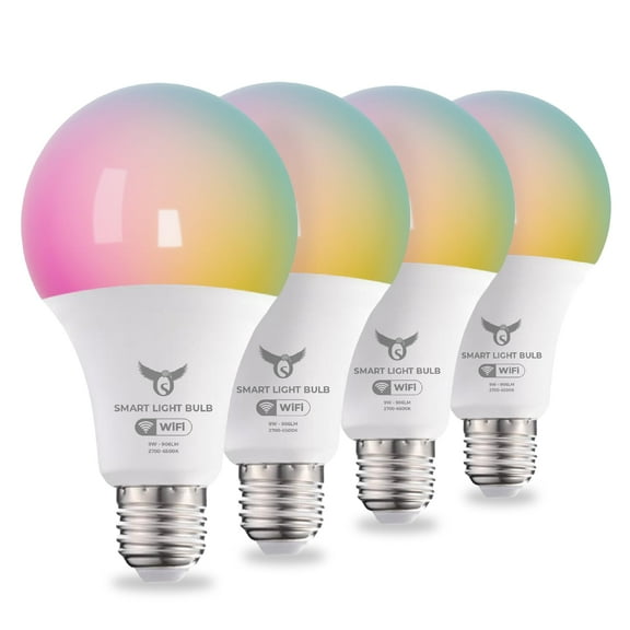 Osprey Smart Light Bulbs, RGBCW LED, Music Sync, Bluetooth & Wi-Fi, App Control, A19 E26 Base, 9W, 806 Lumens (4 Pack)