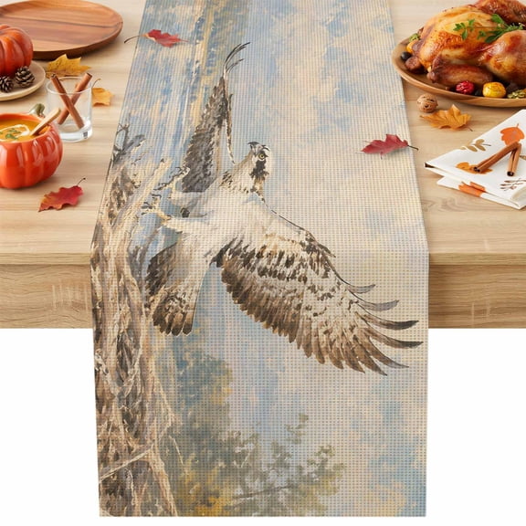 Osprey Twig Nest Table Runner 13x36 Inch Rustic Cloud Sky Wildlife Beige Brown Textured Table Runner Non-Slip Dresser Scarves for Holiday Decorations, Autumn Party, Dinner and Gatherings, 1 Pack