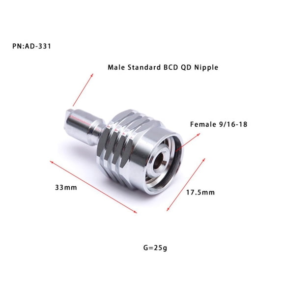 Osr Sports Scuba Diving Regulator Adaptor Connection Quick Release Ad-331 16-9-18 Female Standard Bcd Low Pressure Male Fangkenuo