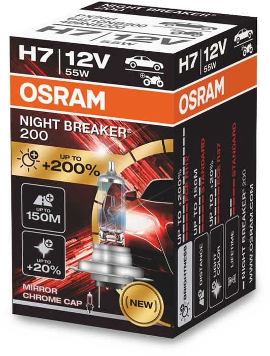 Osram 64210NB200 Night Breaker 200 Laser Halogen bulb-H7-12V/55W Single Piece