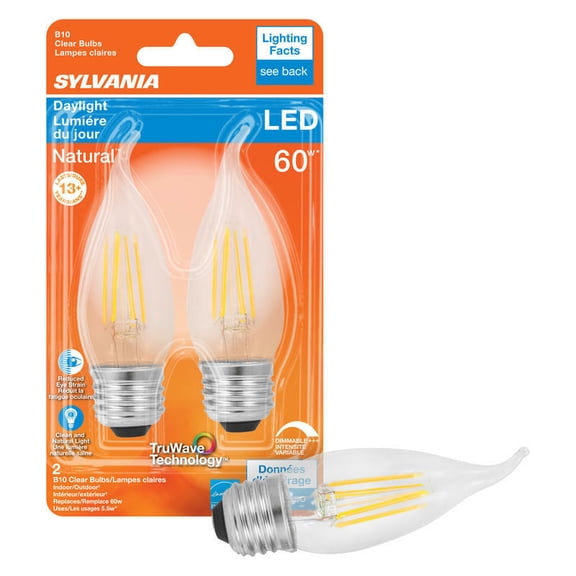 Osram Sylvania 3005241 60W B10 E26 Dimmable LED Bulb - Pack of 2