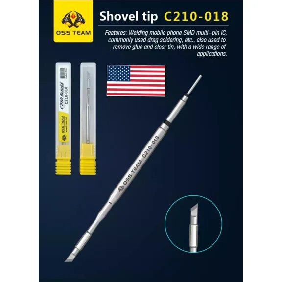 Oss T210 Solder Iron Shovel Tip, C210-018, C210 Series Knife Head