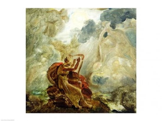 Ossian Conjures Up the Spirits with His Harp on the Banks of the River of Lora Canvas Art - Francois Gerard (24 x 18)