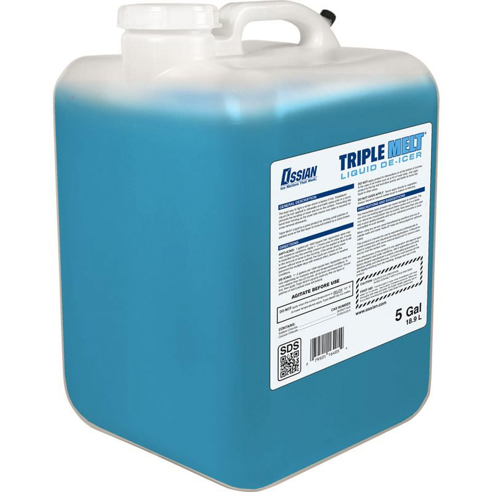 Ossian Triple Melt Liquid Deicer, LiquidDense Pak, 15° F, Blue, 5