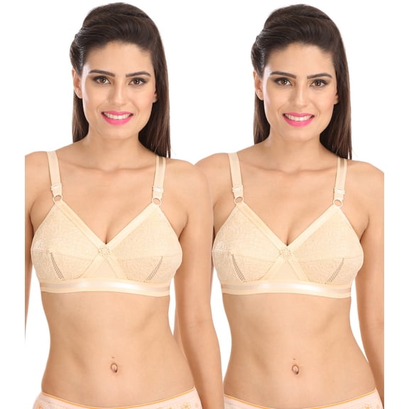 Ossirrio Women's Delicate Everyday Plus Size Cotton Bra Full Coverage Non Wired Non Padded Bra