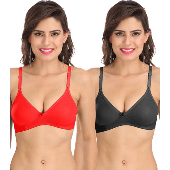 Ossirrio Women's Everyday Non Padded Non Wired 3/4th Coverage T-Shirt Bra with Free Transparent Strap