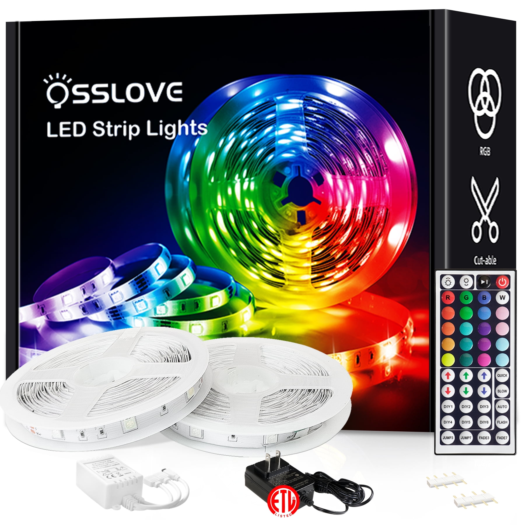 Osslove LED Strip Lights, 32.8ft RGB Color Changing 5050 300 LEDs Strip