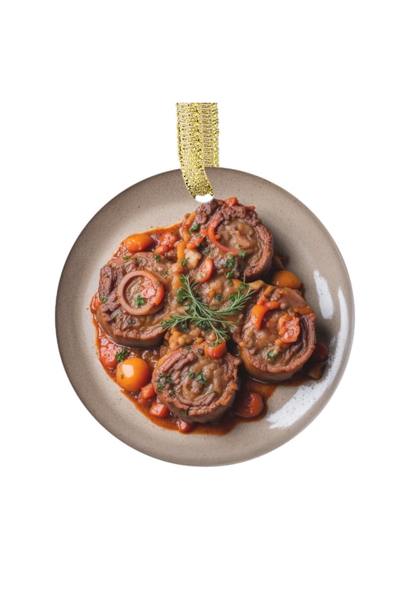 Osso Buco Italian Cuisine Shanks Food Lovers Foodie Novelty Holiday Christmas Ornament Xmas Tree Gift (Flat Design Printed on Ceramic, NOT 3D)