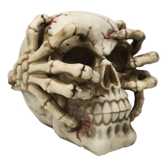 Ossuary Macabre Evil Skull With Skeleton Claws On Bloody Cranium Figurine