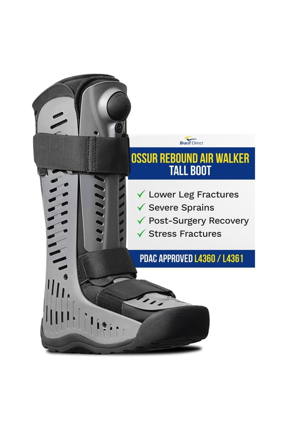 Rebound Air Walker Boot with Compression Adjustable Comfortable Straps & Air Pump Rocker Bottom | for Ankle Sprains, Stable Fractures, Tendon Sprains & Post-Operative Rehab (High Top, XL)