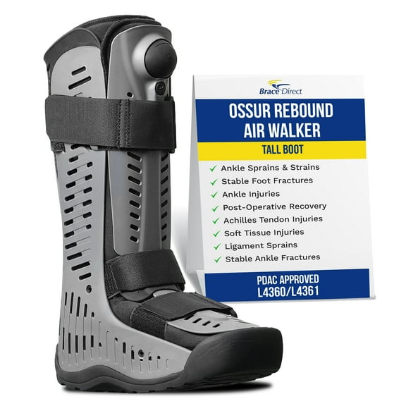 Ossur Rebound Air Walker Boot with Compression Adjustable Comfortable Straps & Air Pump Rocker Bottom | for Ankle Sprains, Stable Fractures, Tendon Sprains & Post-Operative Rehab (High Top, XL)