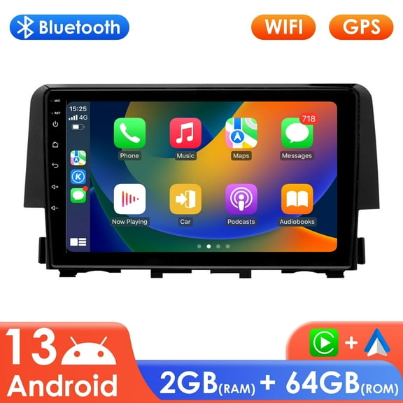 Ossuret 64GB Android 13 Bluetooth Apple CarPlay Wifi AUX Car Stereo Radio Head Unit Multimedia GPS Navigation Player For Honda Civic 10th 2016 2017 2018 2019 2020