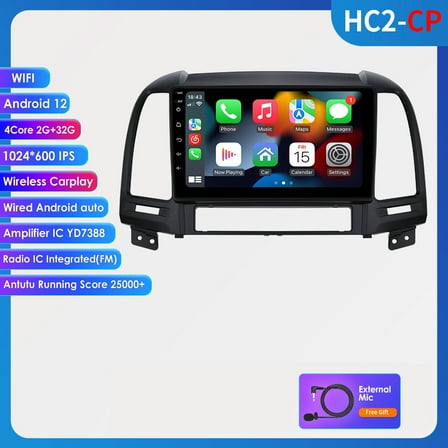 Ossuret 9" Android 12.0 Car Stereo with Car Play for Hyundai Santa Fe 2006-2012