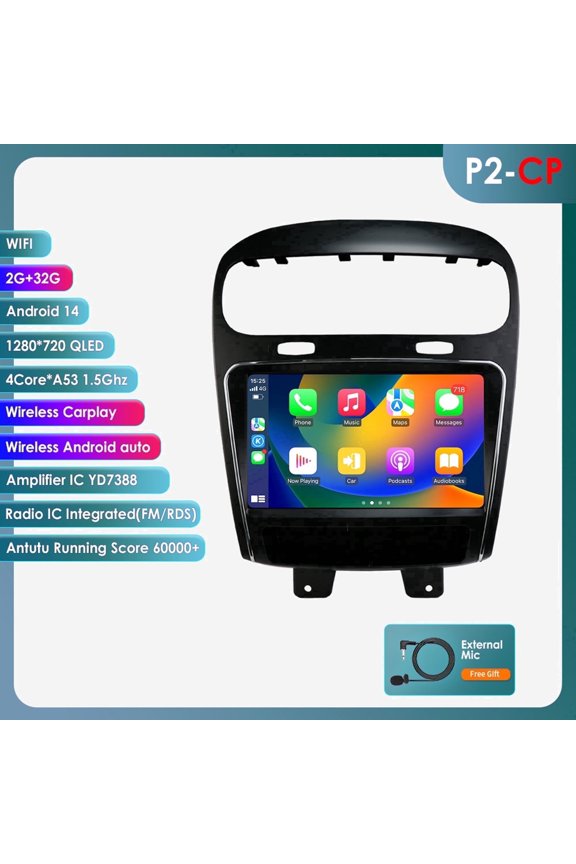 9" Touch Screen Android 13 Bluetooth Apple CarPlay 2+32GB Wifi AUX Car Stereo Radio Head Unit Multimedia GPS Navigation Player For Dodge Journey 2011 2012 2013 2014 2015 2016 2017 2018 2019