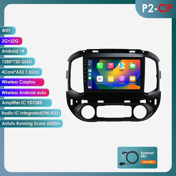 Ossuret 9" Touch Screen Android 13 Car Stereo Radio For GMC Canyon 2015-2020/ Chevrolet Colorado 2015-2018 Apple CarPlay 2+32GB WiFi AUX Head Unit Multimedia GPS Navigation In-Dash
