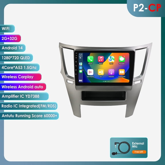 Ossuret Android 13 Bluetooth Apple CarPlay 2+32GB Wifi AUX Car Stereo Radio Head Unit Multimedia GPS Navigation Player In Dash For Subaru Legacy Outback 2010 2011 2012 2013 2014