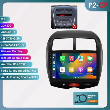 Ossuret Android 13 Car Stereo Radio For Mitsubishi Outlander Sport 2011-2017/ ASX 2013-2015/ RVR 2011-2017 Apple CarPlay Bluetooth WiFi AUX 2+32GB Head Unit Multimedia GPS Navigation Player In Dash