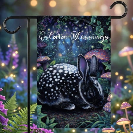Ostara Garden Flag RabbitThemed Design Pagan Decor Wiccan gift