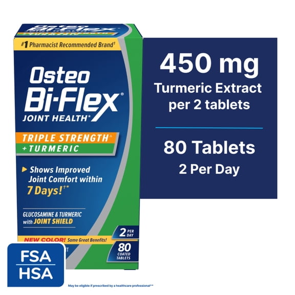 Osteo Bi-Flex Joint Health Dietary Supplement with Glucosamine Chondroitin MSM and Turmeric, 80 Count