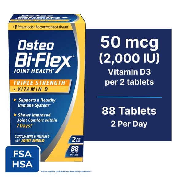 Osteo Bi-Flex Triple Strength Joint Health Dietary Supplements with Vitamin D and Glucosamine Chondroitin MSM Tablets, 88 Count