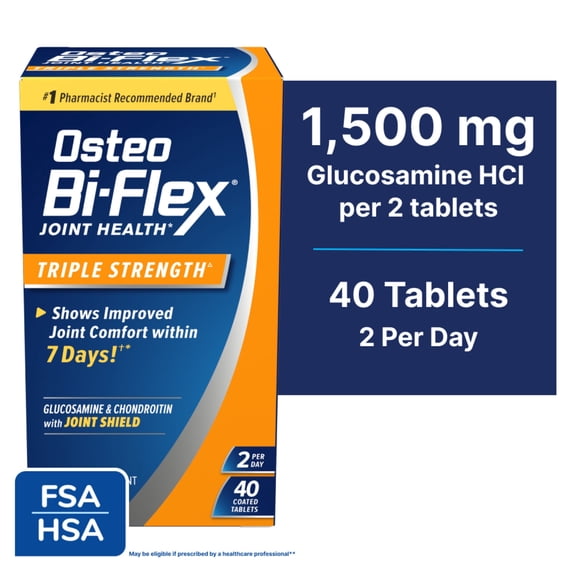 Osteo Bi-Flex Triple Strength Joint Health Supplement, Glucosamine Chondroitin Coated Tablets, 40 Count