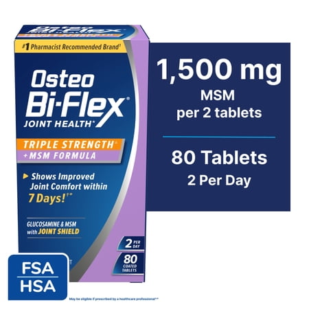 Osteo Bi-Flex Triple Strength with MSM, Glucosamine, Joint Health Supplement, 80 Coated Tablets