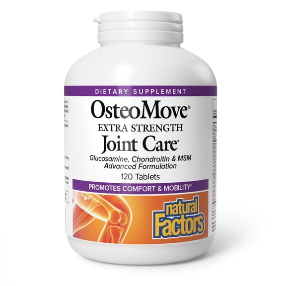 Natural Factors OsteoMove Joint Care, Extra Strength Support for Joint and Bone Health, Non-GMO, 120 Tablets