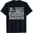 thumbnail image 1 of Osteoporosis Awareness Month American Flag White Ribbon T-Shirt, 1 of 4
