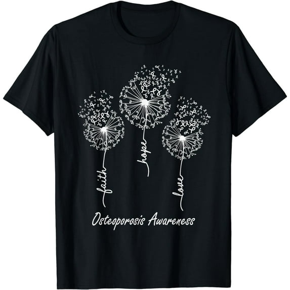 Osteoporosis Awareness Shirt White Dandelion T-Shirt