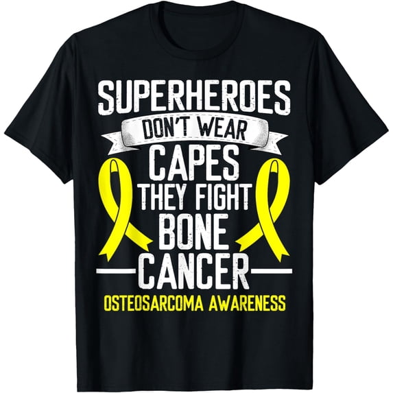 Osteosarcoma Awareness Yellow Ribbon Fighter Bone Cancer T-Shirt