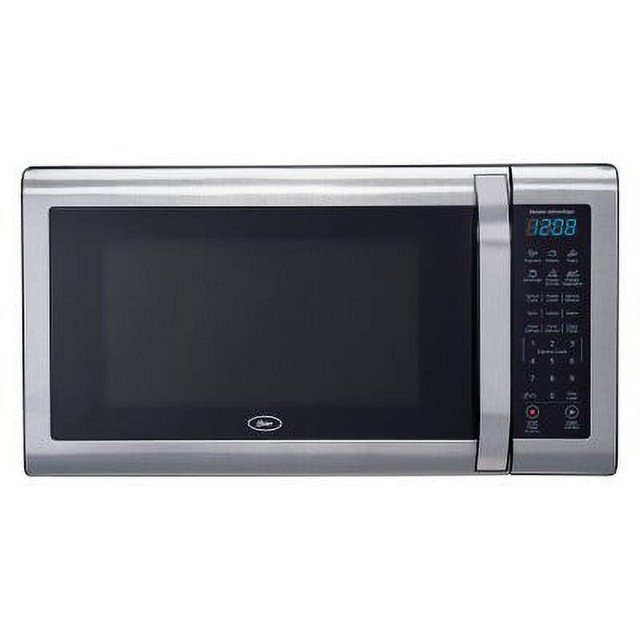 Oster 1.6 cu ft 1100W Countertop Microwave Oven with Turntable, Midsize, Stainless Steel