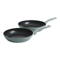 thumbnail image 1 of Oster 2 Piece 11 and 8 Inch Aluminum Non Stick Home Frying Pan Set, Dusty Blue, 1 of 6