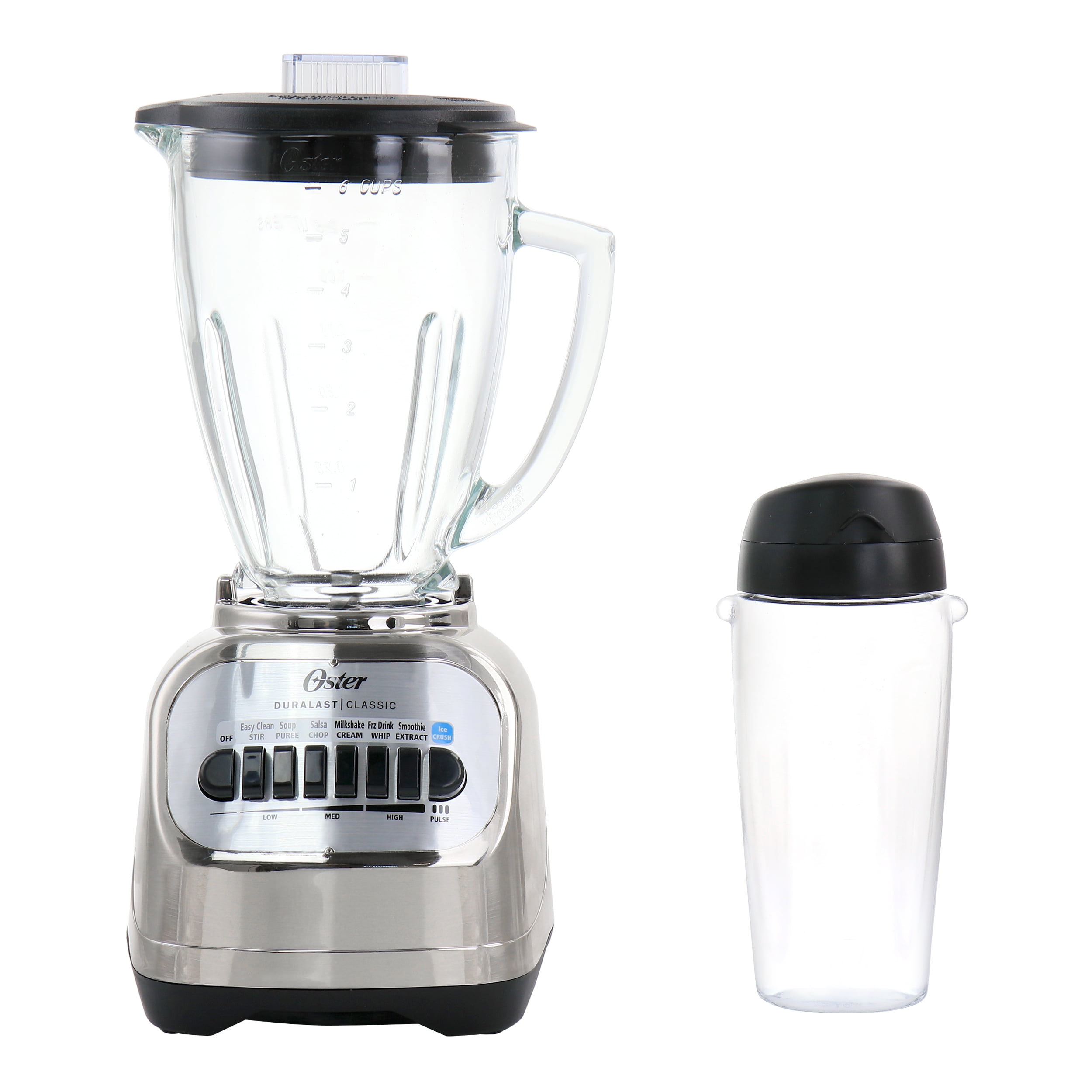 Oster Whirlwind Heritage Blend 1000 Plus 2 Speed Blender in Chrome with Food  Processor and 6 Cup Glass Blender Jar 