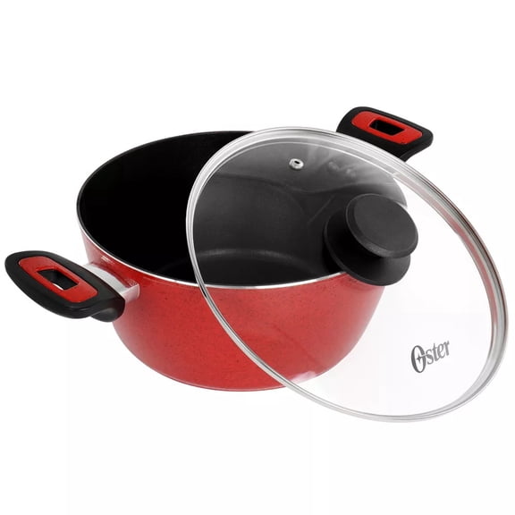 Oster 4.3 Quart Dutch Oven With Lid in Speckled Red