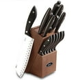 thumbnail image 1 of Huxford 14-Piece Cutlery Set with Dark Wood Cutlery Block, Black, 1 of 2