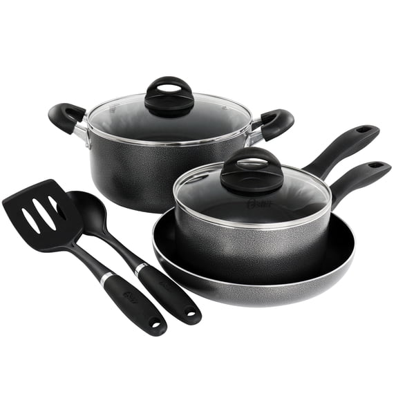 Oster 7 Piece Non Stick Aluminum Cookware Set in Granite Grey