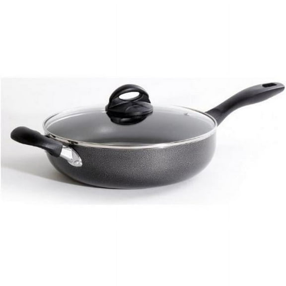 Oster 75663.02 10.25 in. Claiborne Aluminum Covered Saute Pan with Helper, Charcoal Grey