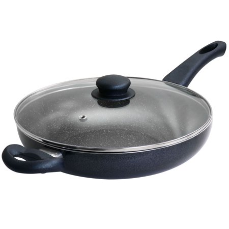 Oster Anetta 3.5 Quart Nonstick Saute Pan with Lid in Navy Blue