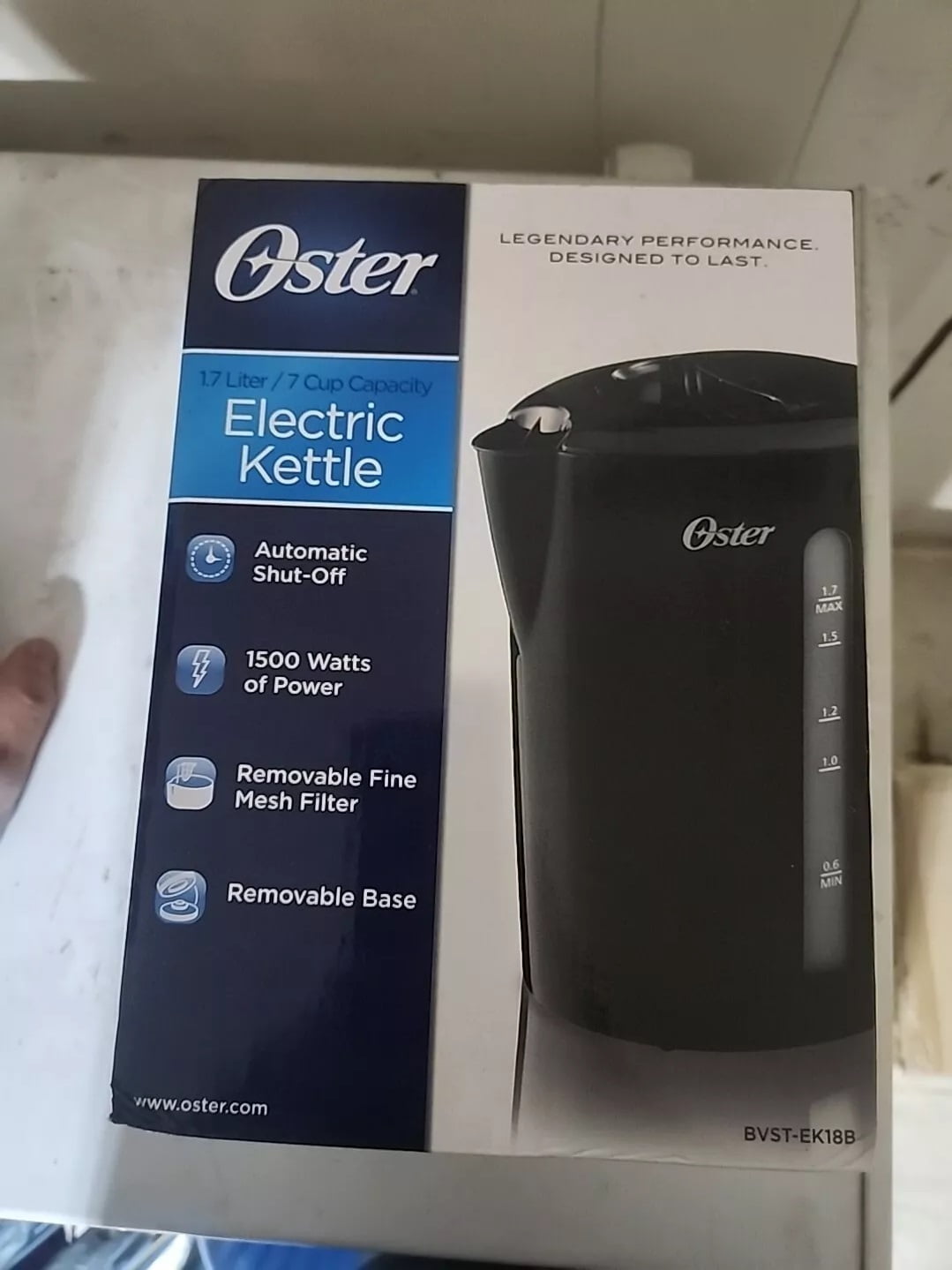 Oster BVST-EK18B Electric Kettle, 1.7-Liter, Black (Without Box)