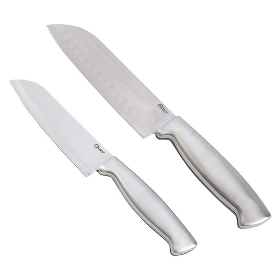 Oster Baldwyn 2-Piece Santoku Knife Set with Stainless Steel Handle