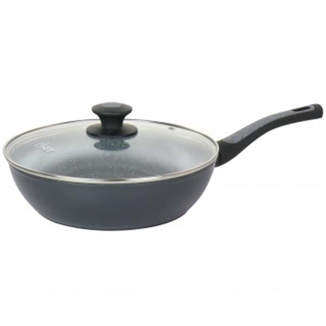 Speckled Gray Non-Stick Aluminum Saute Pan with Lid