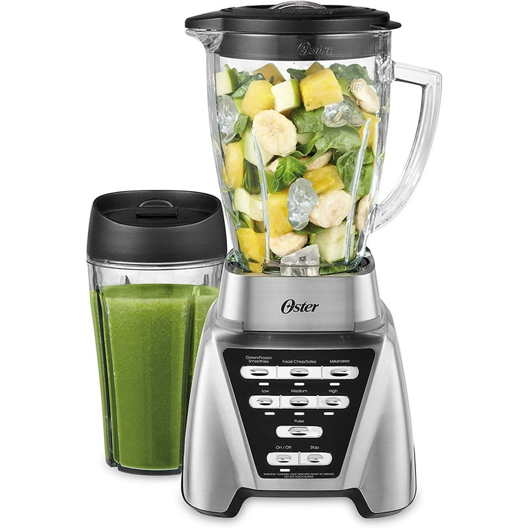 Oster Blender, Pro 1200 with Glass Jar, 24-Ounce Smoothie Cup, Brushed  Nickel